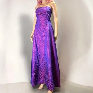 Vtg Two-Piece Corset Gown Prom Dress Iridescent Fuchsia Y2K 13/14 Dita Von Teese